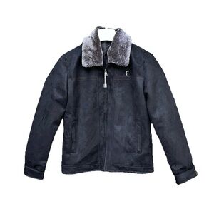 Ferrari Men's Black Faux Fur Collar Jacket